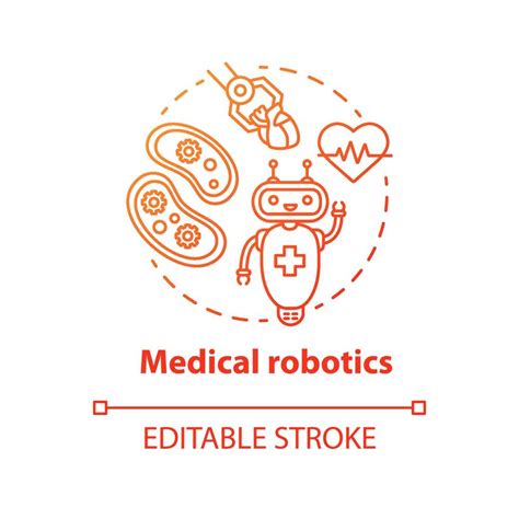 Icône De Concept Rouge De Robotique Médicale Illustration De Fine Ligne Didée De Machines