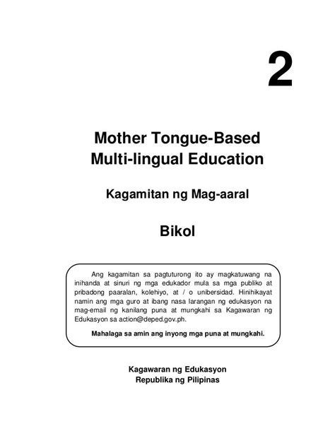 Grade 2 Mother Tongue Based Multi Lingual Education Bikol Lm