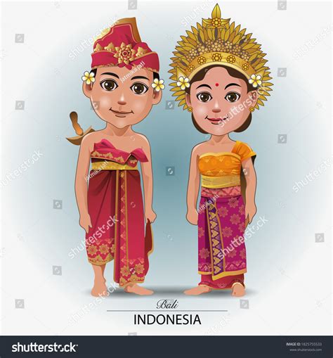 Vektor Stok Vector Illustration Traditional Balinese Dress Tanpa