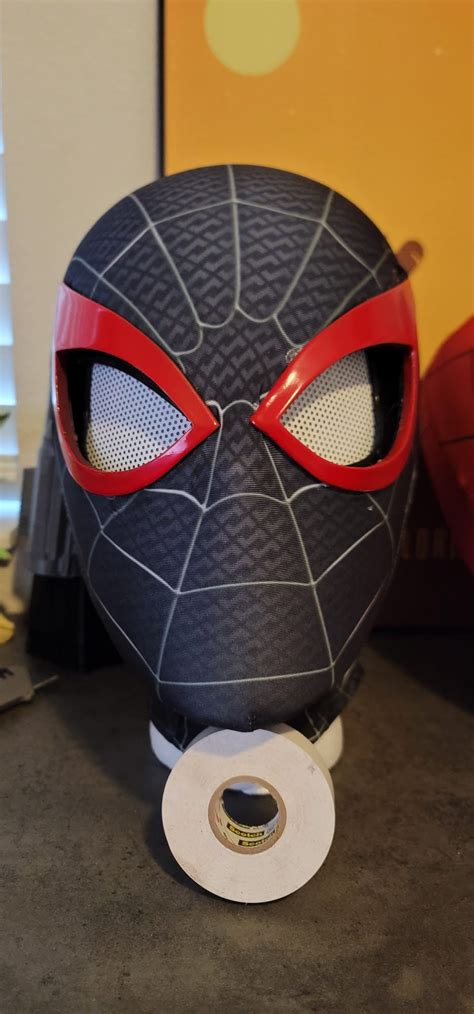 Miles Morales Spiderman Mask With Mechanical Eyes Etsy Uk