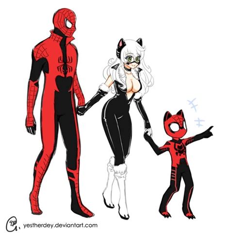 The Spider A Cat And Their Kid Spiderman Black Cat Black Cat Marvel