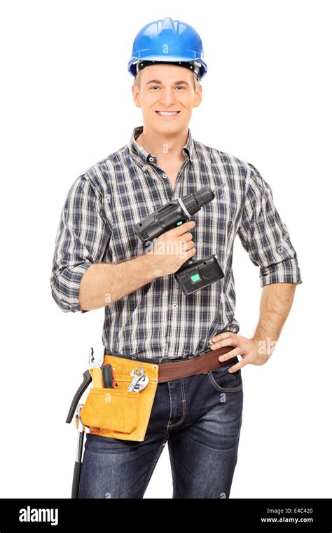 Male Carpenter Holding An Electric Drill Stock Photo Alamy