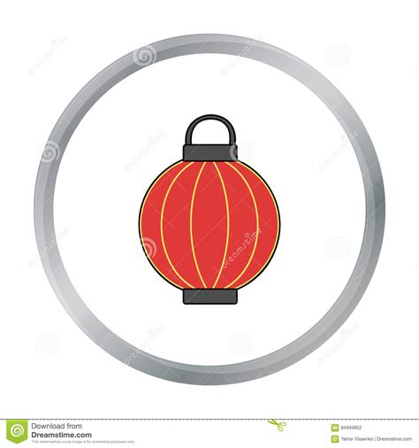 Korean Lantern Icon In Cartoon Style Isolated On White Background