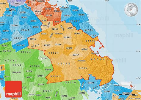 Political Shades Map Of Zip Codes Starting With 023