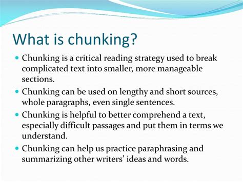 Ppt Chunking Powerpoint Presentation Free Download Id2435565