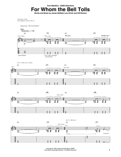 For Whom The Bell Tolls Tab - For Whom The Bell Tolls by Metallica - Guitar Tab - Guitar Instructor