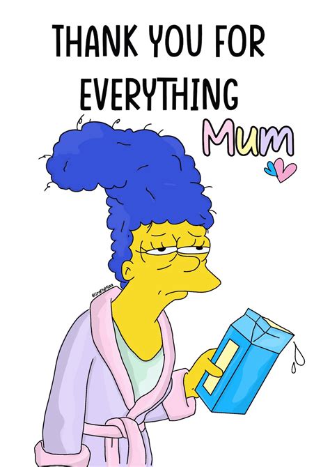 Marge The Simpsons Thank You Card Mothers Day Card Love Etsy