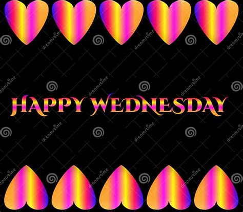 Illustrated Colorful Happy Wednesday Text With Colorful Heart Shapes
