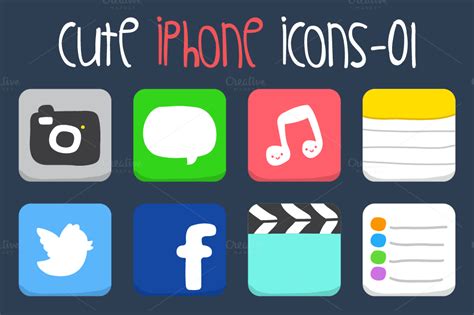 Cute Iphone Icons ~ Icons On Creative Market