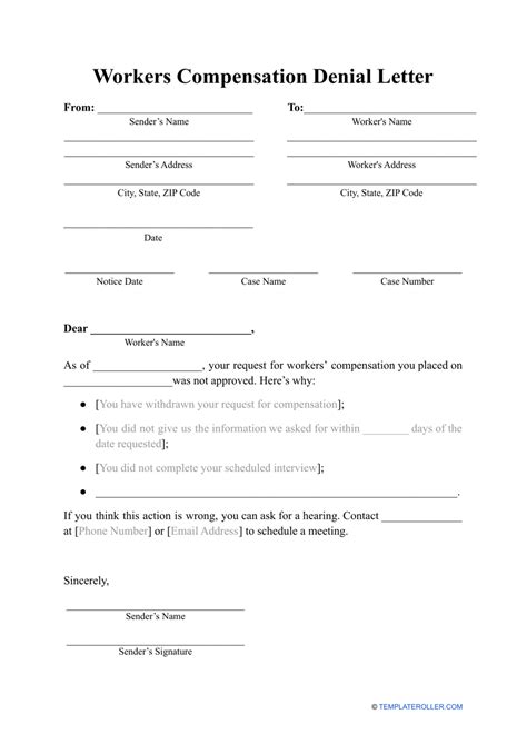 Workers Compensation Denial Letter Fill Out Sign Online And Download