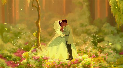 Tiana And Prince Naveens First Wedding Kiss On Their Wedding Day The