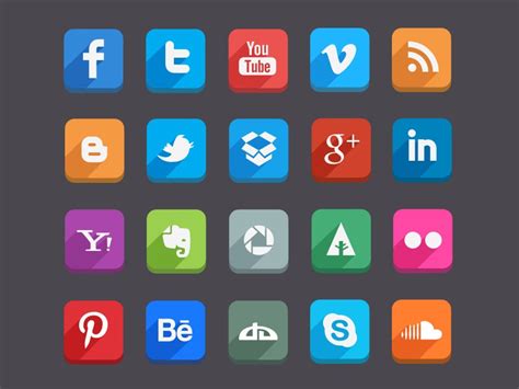 Long Shadow Social Media Icons Psd By Hakan Ertan Dribbble