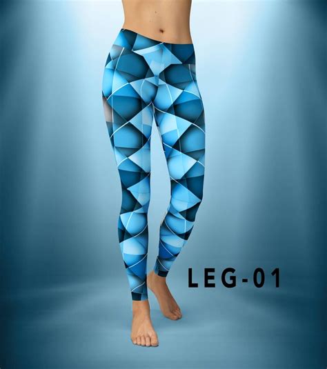 Custom Leggings Yoga Pants Blue Mosaic Fast Shipping By