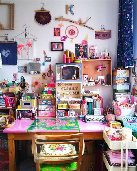 A Cluttered Desk With Lots Of Crafting Supplies On The Top And Bottom