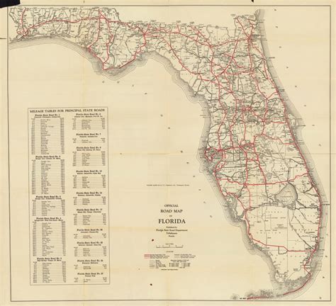 Florida Department Of Transportation Official Map Mileage Chart Transport Informations Lane