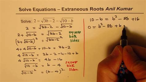 solve radical equation with two square roots and extraneous solutions youtube
