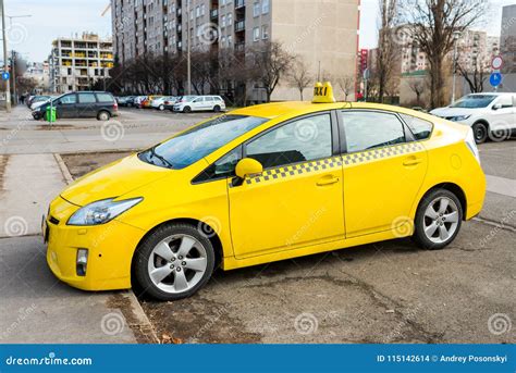 Yellow Taxi On Parking Stock Photo Image Of Public 115142614