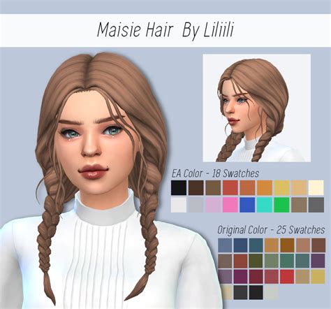 Oh Liliili Sims Maisie Hair EA Color 18 Swatches