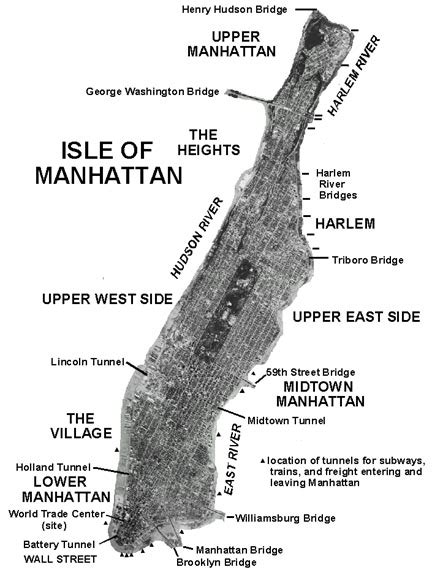 The Nyc Region Aerial Photograph Map Of Manhattan Island Us