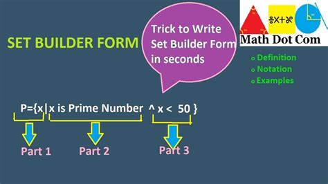 How To Write In Set Builder Notation Form Math Dot Com Youtube