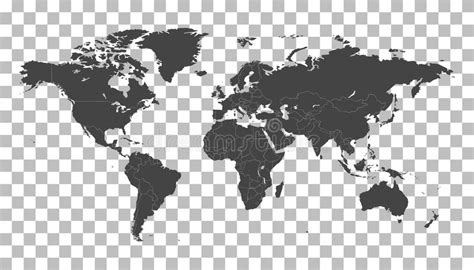 Blank Black World Map On Isolated Background World Map Vector T Stock