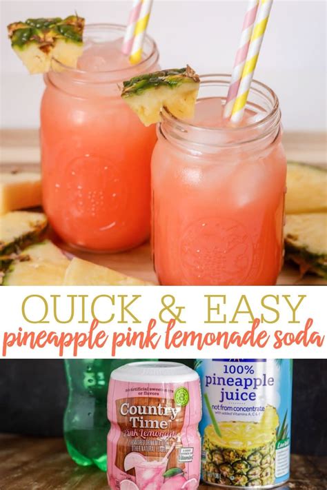 Pineapple Pink Lemonade Soda Recipe Baby Shower Drinks Pink Drink
