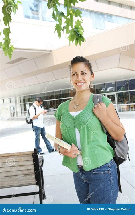 Girl Student Walking On The College Campus Stock Photo Image Of