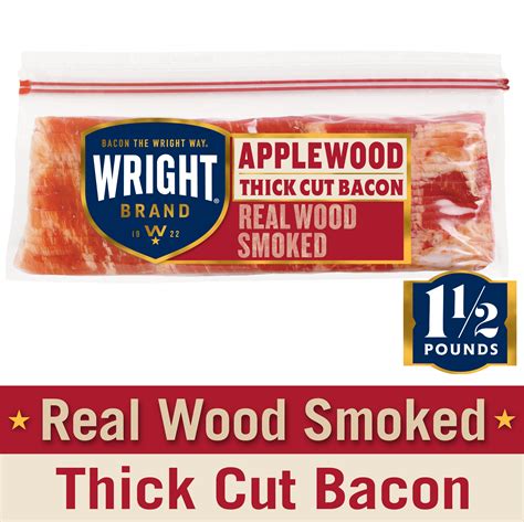Wright Brand Thick Sliced Applewood Smoked Bacon 15 Lb Walmart