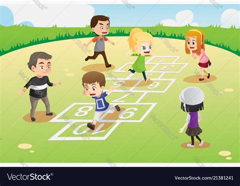Kids Playing Hopscotch Royalty Free Vector Image