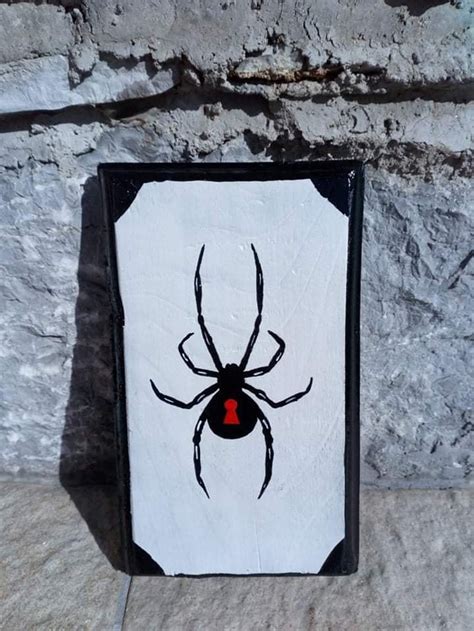 Black Widow Spider Acrylic Painting On Wood Etsy