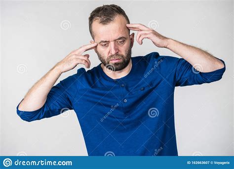 Confused Man Thinking Stock Image Image Of Pointing 162663607