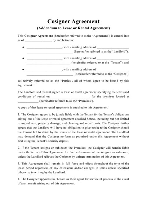 Having a cosigner on a credit card account is fairly rare. Cosigner Agreement Template Download Printable PDF | Templateroller