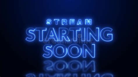 Stream Starting Soon Animation Blue Neon Sign Glowing Stock Video