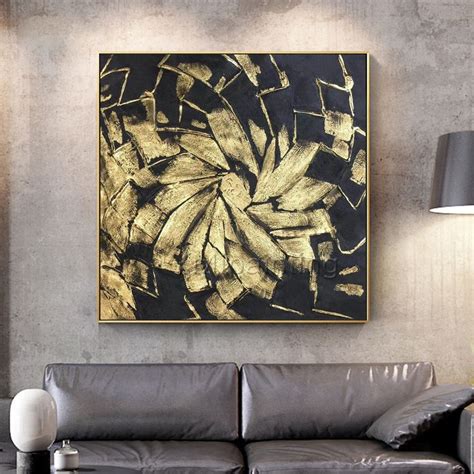 Gold And Black Modern Abstract Original Wall Art Paintings