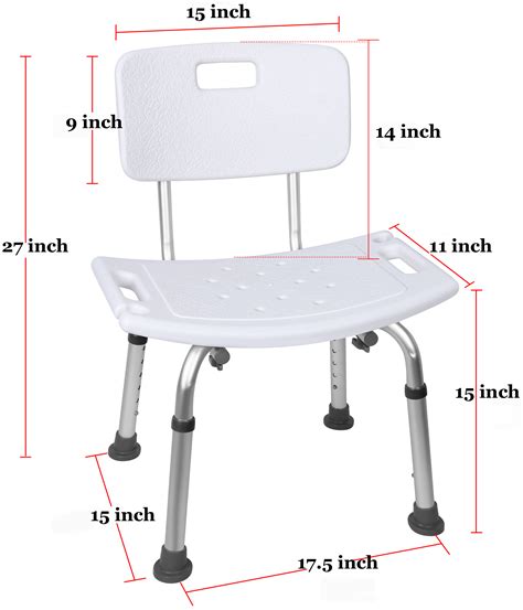 Everyday Essentials Adjustable Height Bath Shower Tub Bench Chair With
