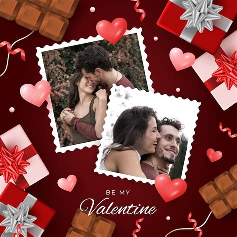 Free Vector Realistic Valentines Day Photo Frame Template