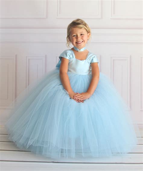 Cinderella Toddler Girl Dresses Blue Princess Dress Unique Flower