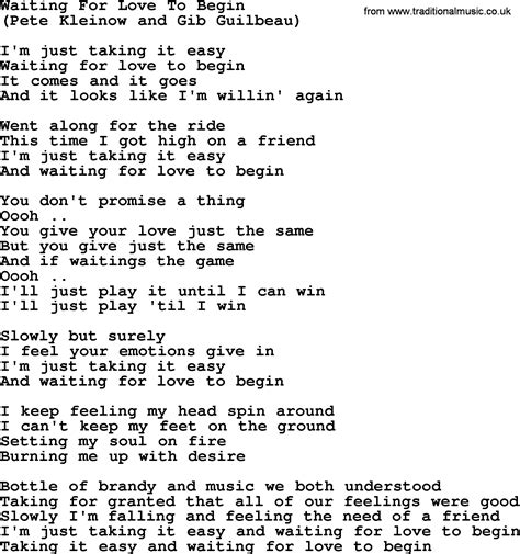 Waiting For Love To Begin By The Byrds Lyrics With Pdf