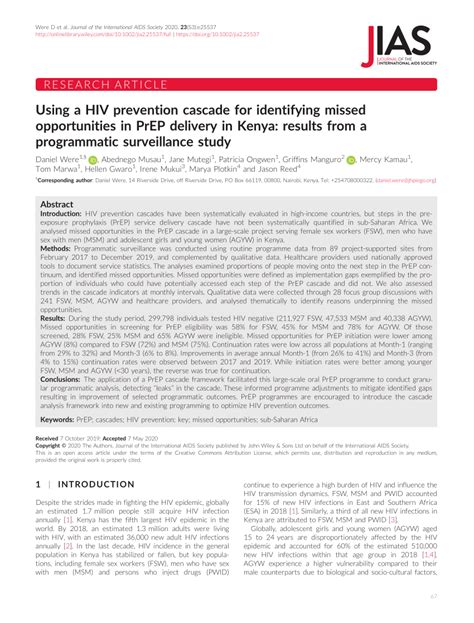 Pdf Using A Hiv Prevention Cascade For Identifying Missed Opportunities In Prep Delivery In