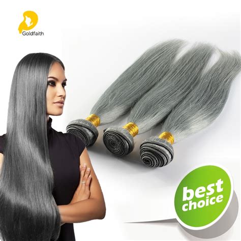Trendy Gray Hair Silky Straight Weave Bundles 3pcs Brazilian Human