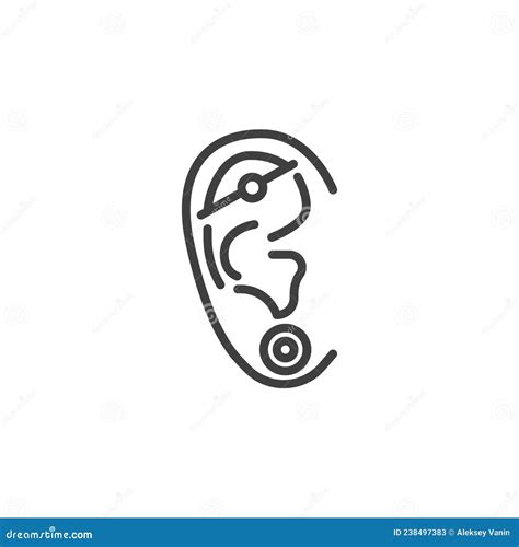 Ear Piercing Line Icon Vector Pictogram Of Face Jewelry Piercing