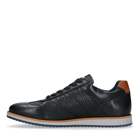 Zwarte Leren Sneakers Heren Manfield