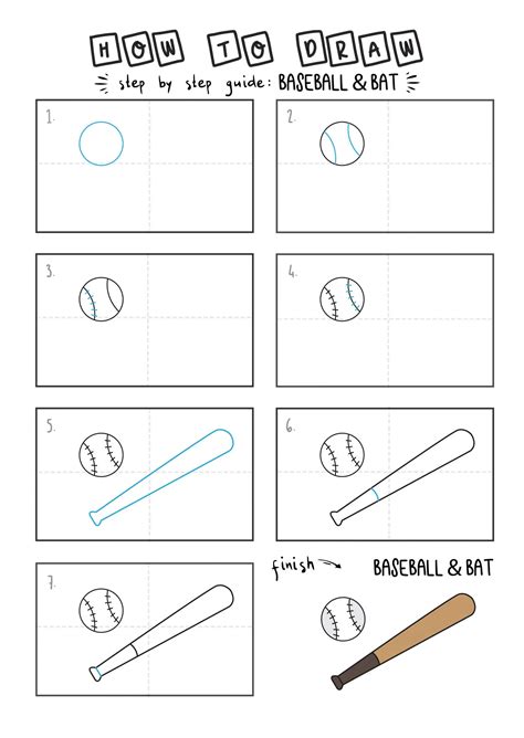 How To Draw Baseball And Bat Sport Simple Step By Step For Young Kids
