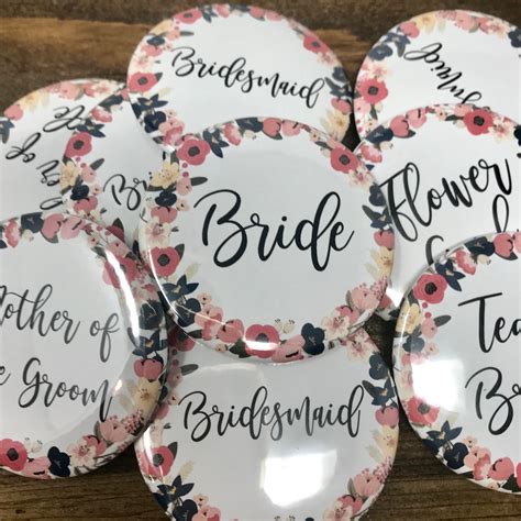 Bridal Party Pins Wedding Party Title Pins Name Tags Bridal Etsy