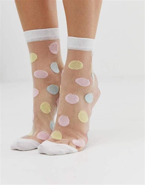 Asos Design Sheer Spotty Socks Fashion Socks Fishnet Ankle Socks Socks