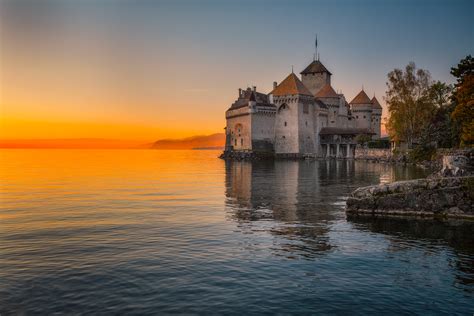 Chillon Castle At Sunset Montreux Switzerland Ken Koskela