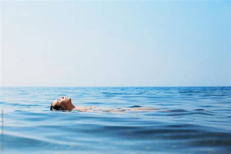 Woman Lying On The Water By Vradiy Art Ocean Swim