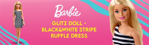 barbie doll wearing glitzy black and white striped party dress buy online at best price in
