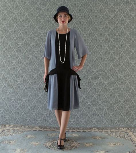Fun Grey And Black Flapper Dress With Side Bows 1920s Flapper Etsy