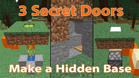 3 Minecraft Hidden Doors Build A Secret Base In Minecraft Youtube